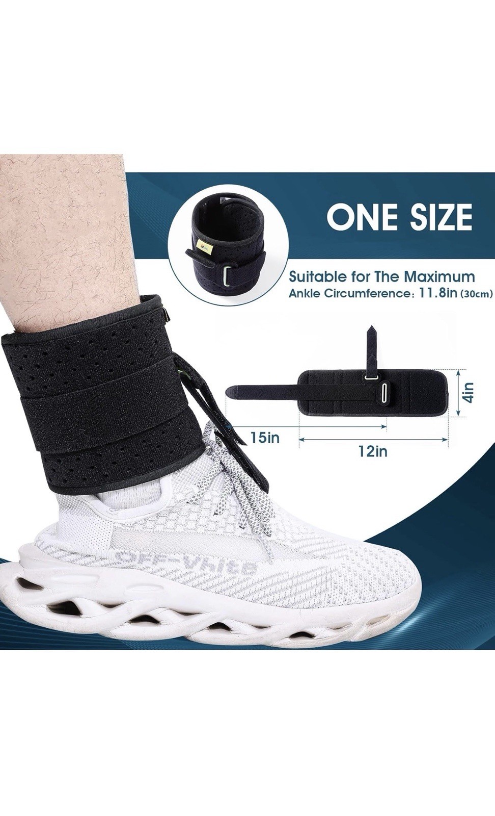 Adjustable Foot Drop Brace for Ankle & Foot, One Size, Black, Unisex