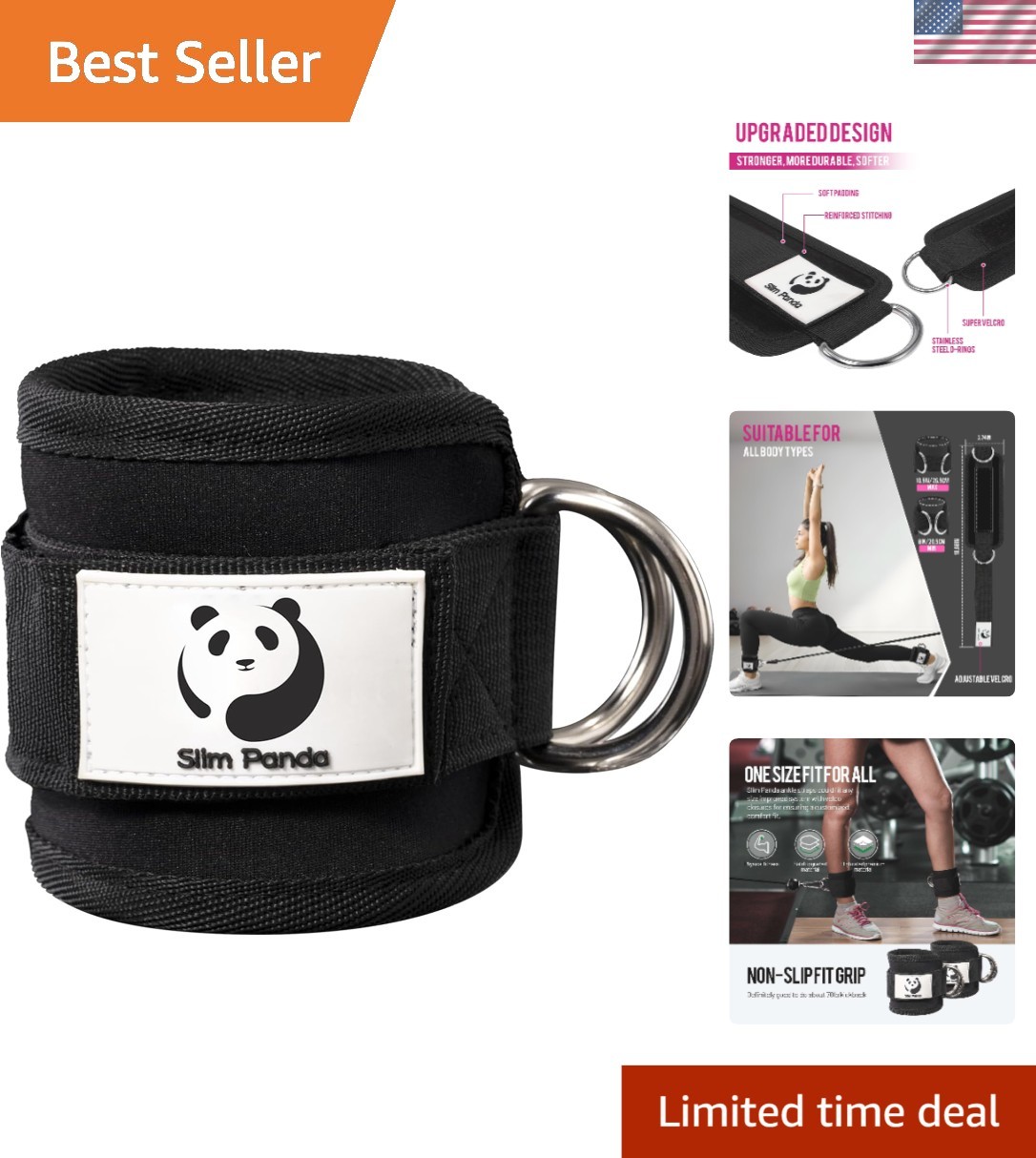 Durable Neoprene Ankle Strap for Kickbacks & Leg Extensions – Stylish Black