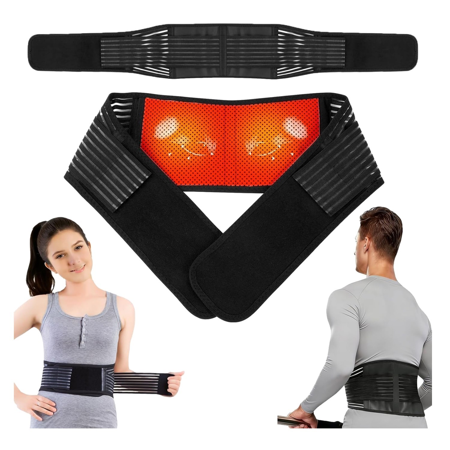 Ergonomic Lumbar Support Belt with Tourmaline Heating – Adjustable X-Large Size