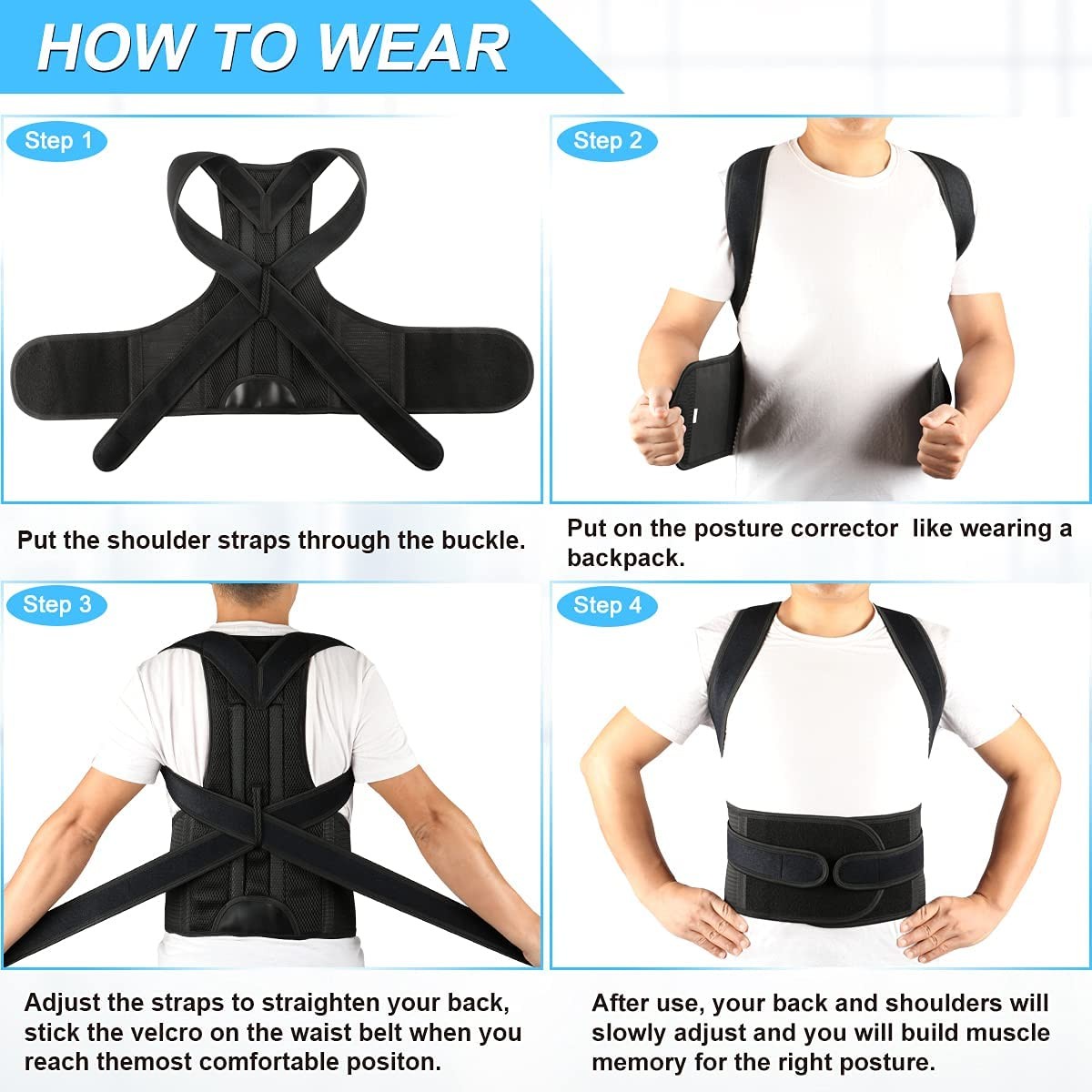 Posture Corrector for Men&Women – Back Brace for Lumbar Support and Upright -…