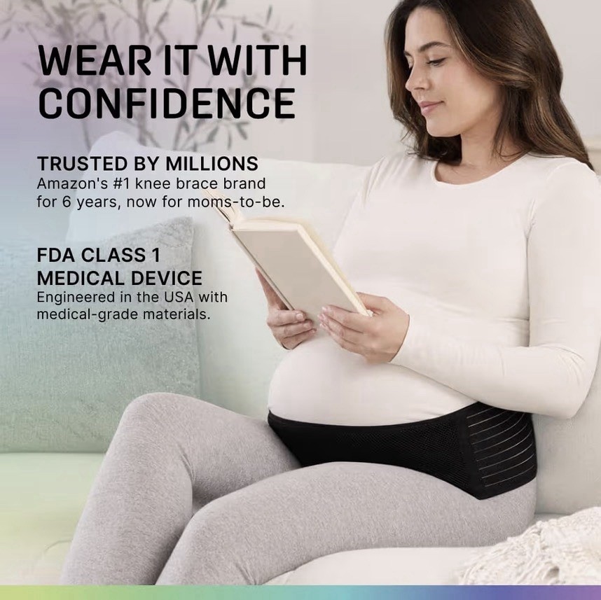 MODVEL Maternity Support Belt Pregnancy Belly Band Back Pelvic Support XXL Black