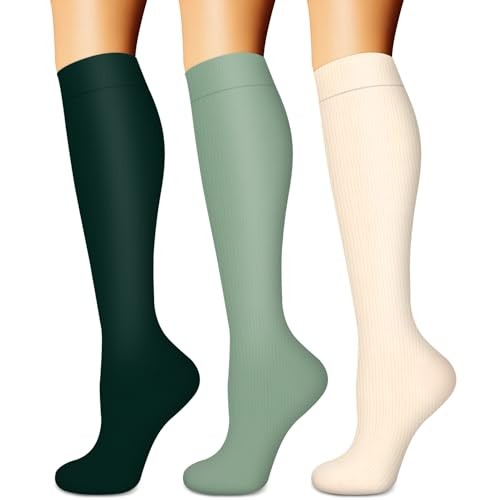Compression Socks for Women & Men (3 pairs) – Large-X-Large 10 Nude/Green/Green