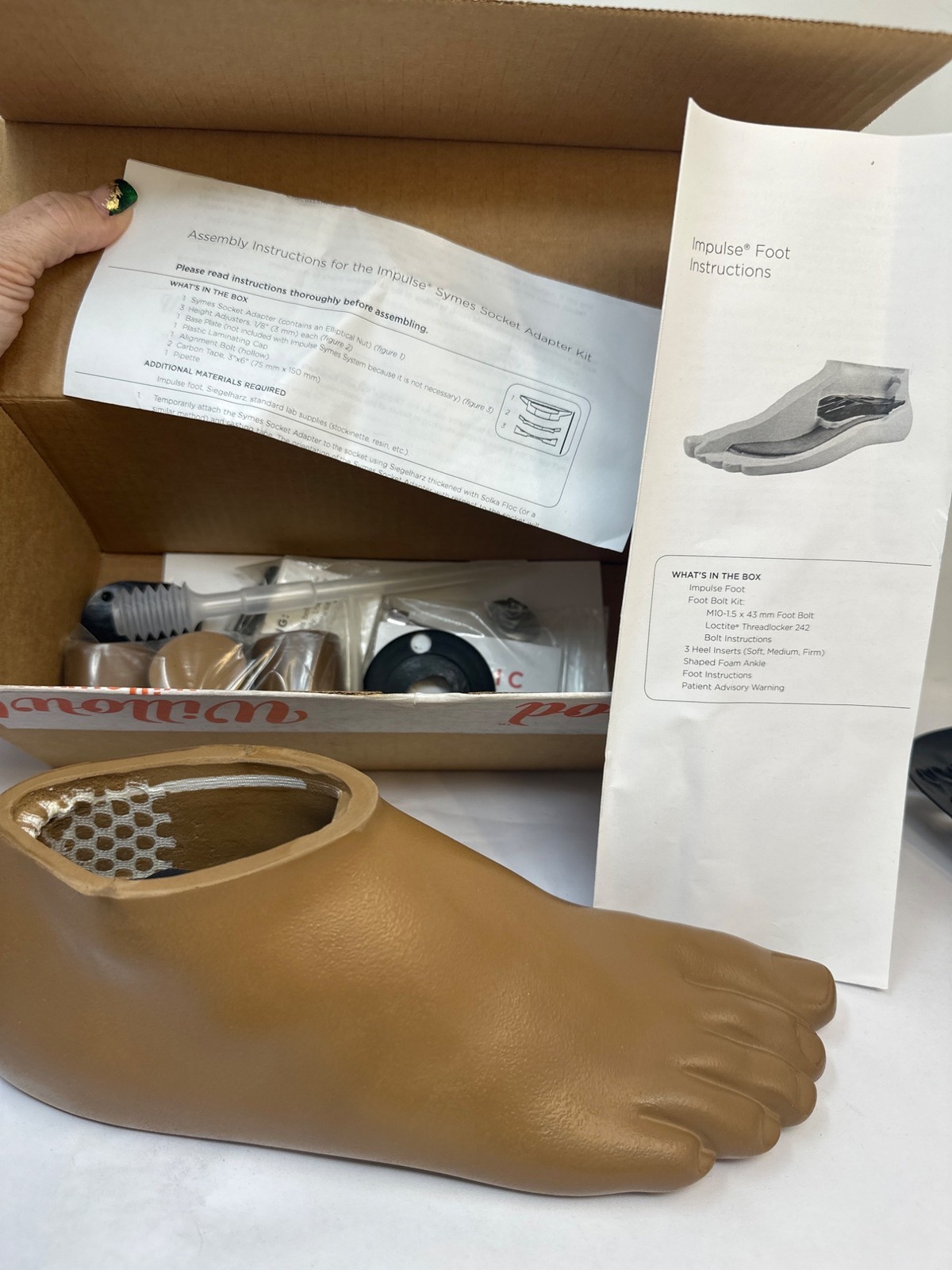WillowWood Impulse Mens Medium Brown Prosthetic Foot Kit w/ Accessories