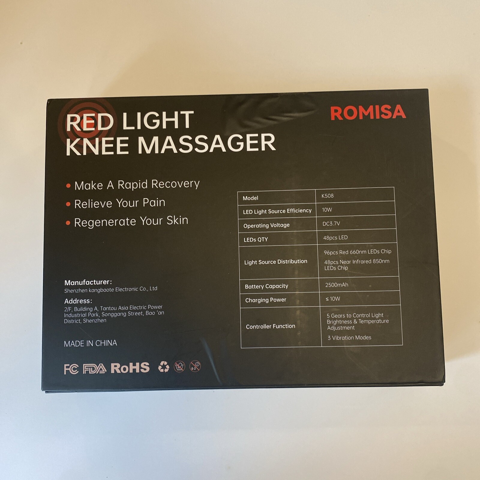 Red Light Therapy Knee Brace Vibration Knee Massage For Pain Relief (open box)