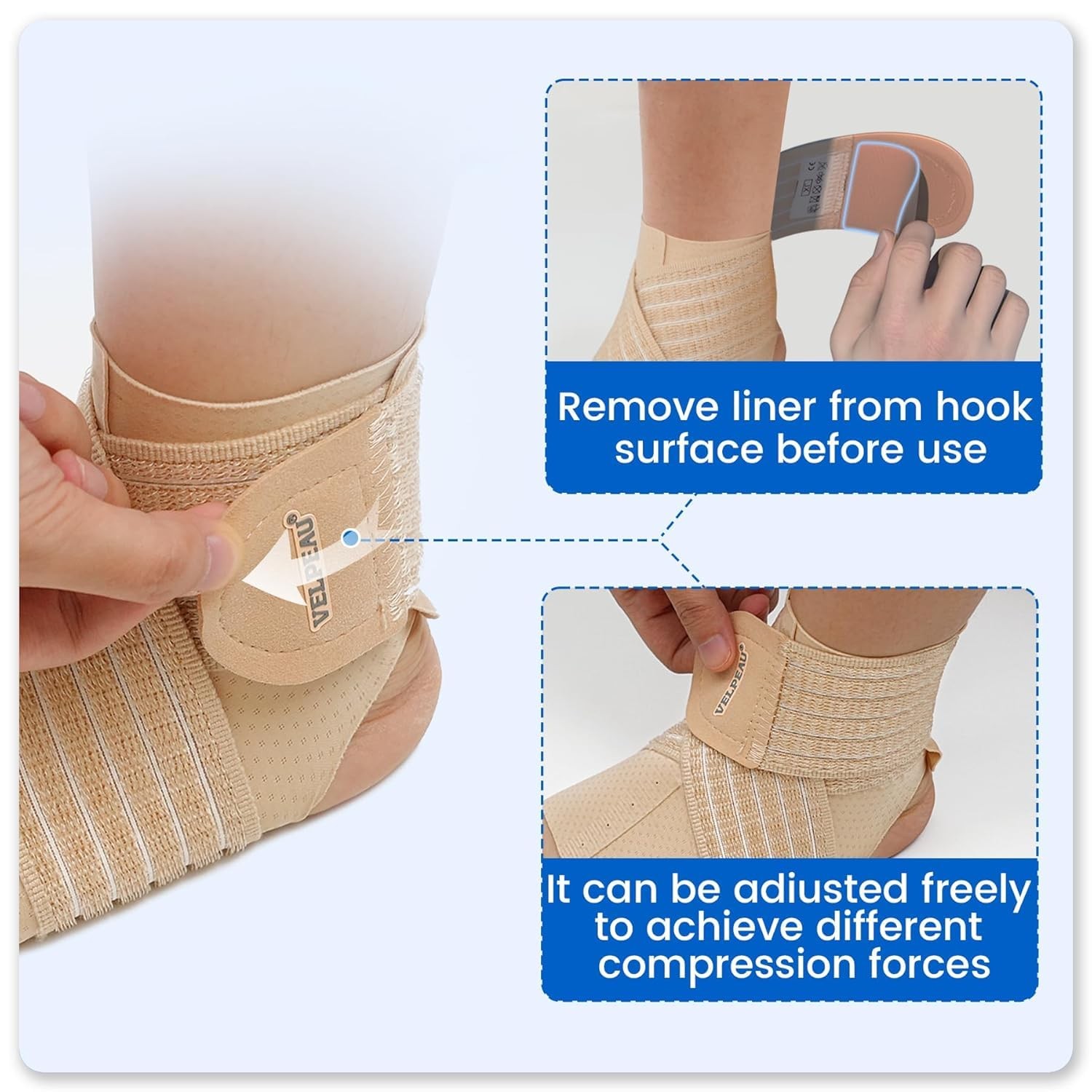 Velpeau Foot & Ankle Support Brace Compression X-Large, Khaki – X-Large