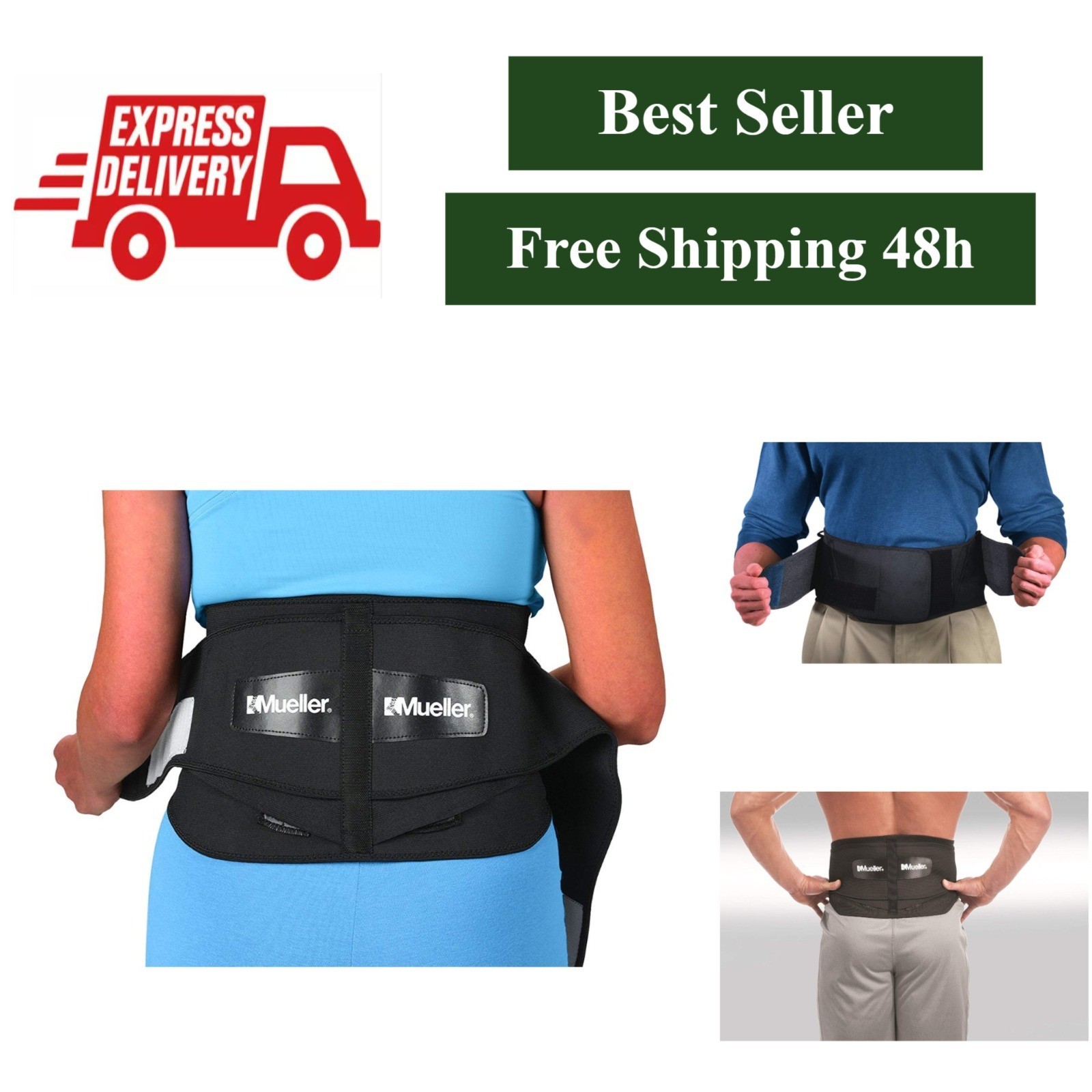MUELLER Lumbar Back Brace with Removable Pad for Pain Relief