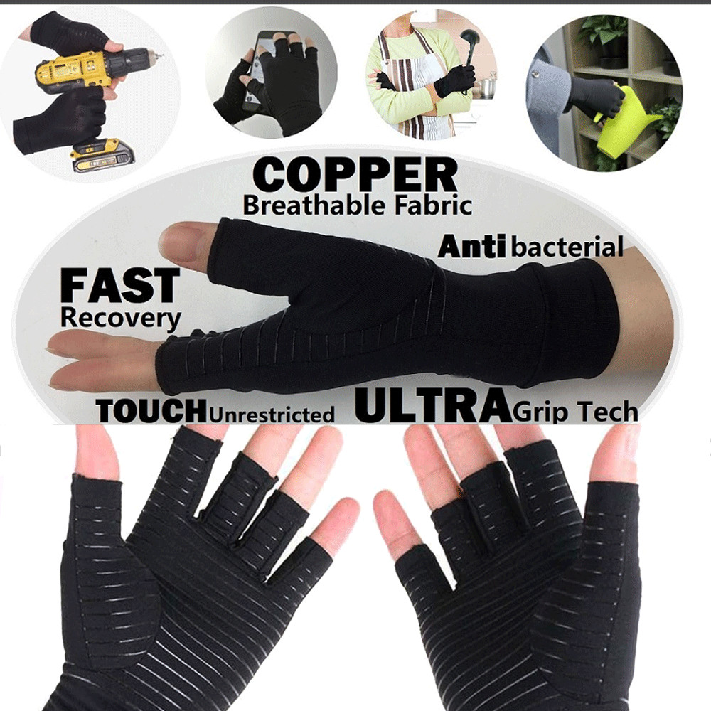 Copper Arthritis Compression Gloves Hand Support Joint Pain Relief Carpal Tunnel