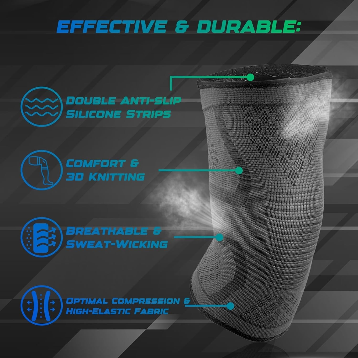 2 Pack Compression Knee Braces for Pain Relief, Support Sleeve for Sports