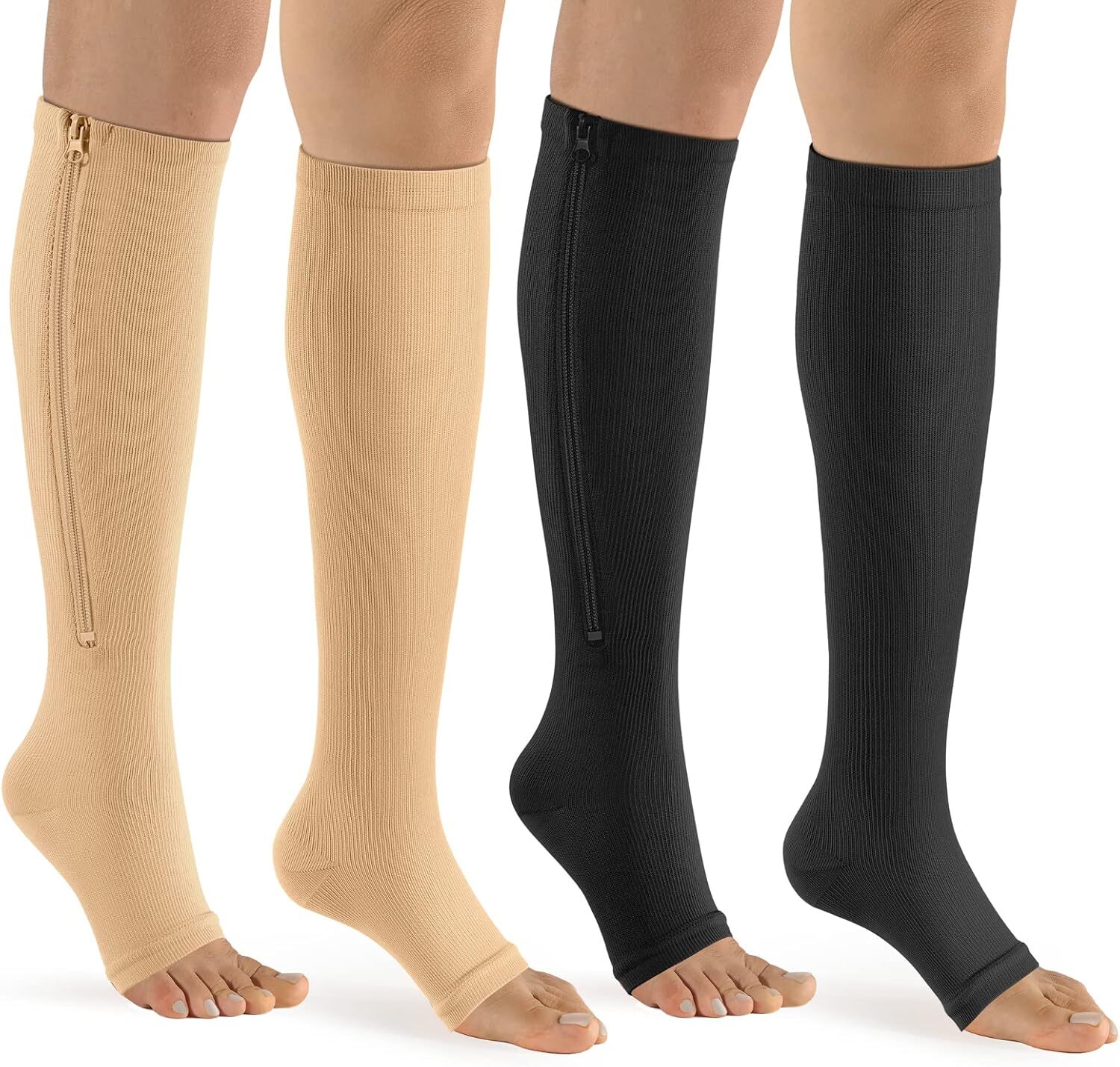 Best Zipper Medias Calcetines De Compresion Para Hombres Y Mujeres 20-30mmHg