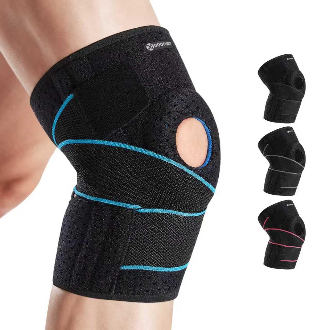 DOUFURT Knee Brace for Men & Women, Side Large(Pack of 1), Blue & Black