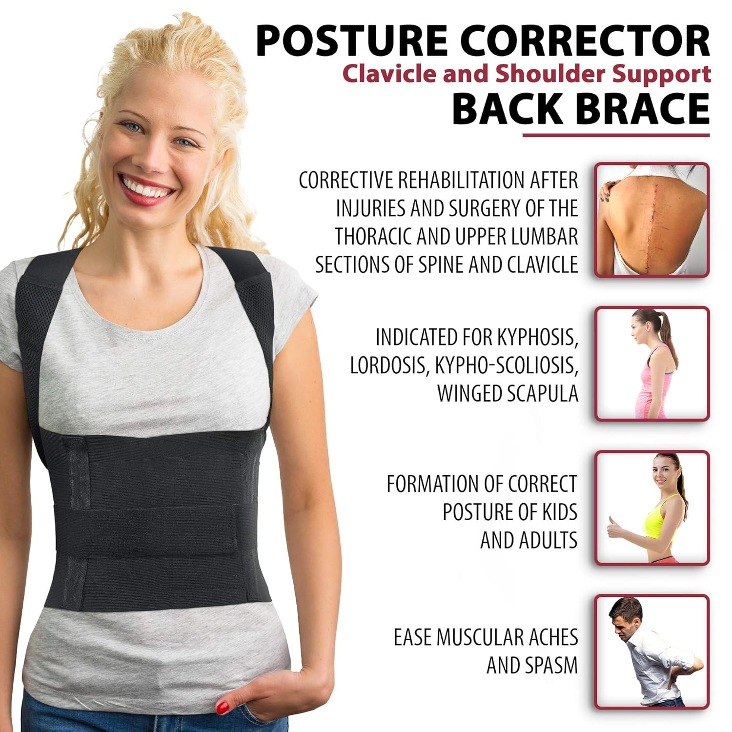 Comfort Back Brace Posture Corrector for Men and Woman, Shoulder Clavicle Thorac