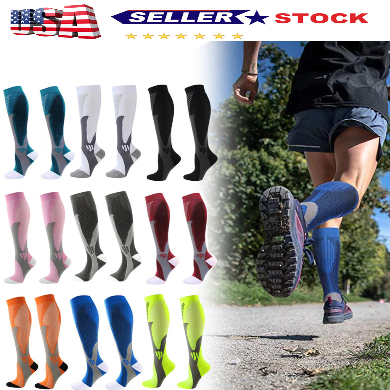 1-3 Pairs20-30mmHg Compression Stockings Relief Medical Support Socks Men Women