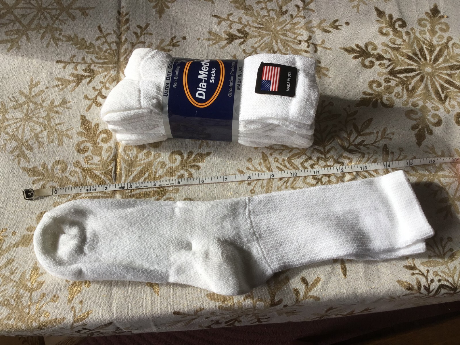 Dia-Medic White Socks 3-Pack – USA Made – Size 9-11 – Ultra Dry Comfort – New