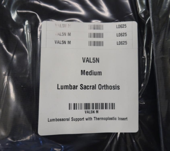 Lumbar Sacral Orthosis MEDIUM VAL5N M – WITHOUT Optional Thermoplastic Insert