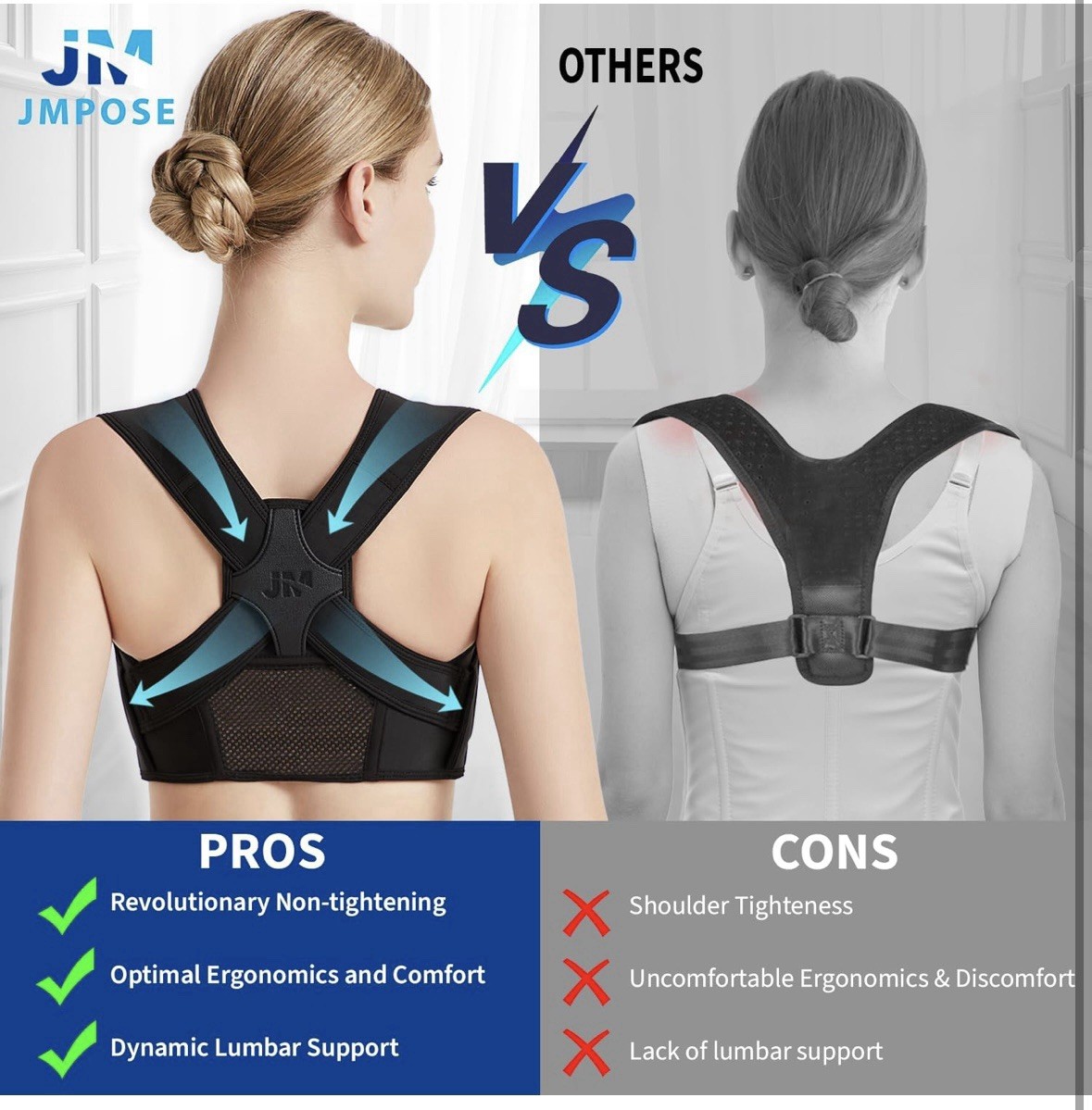 Posture Corrector for Back Support: Adjustable Shoulder Posture Brace Black L/XL