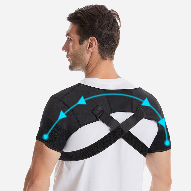 Double Shoulder Brace Torn Rotator Cuff Pain Relief Support Sleeve Adjustable HL