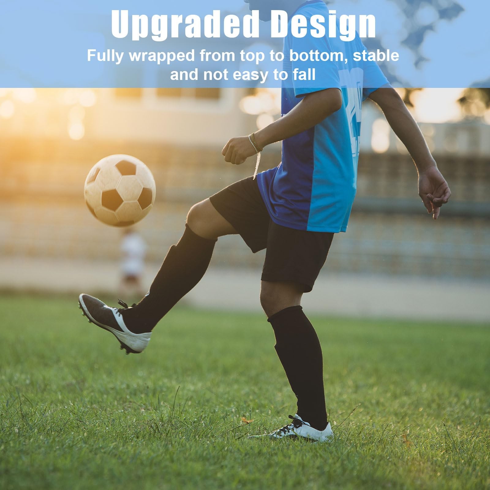 4Pack Double-Layer Soccer Shin Guard Sleeves with Pocket for Football Basketball