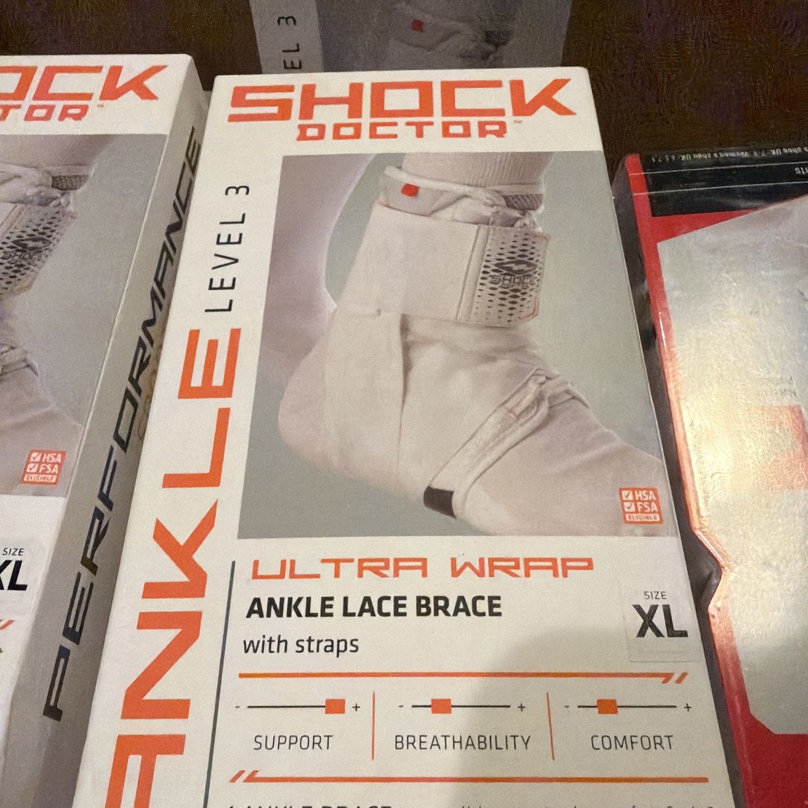 Shock Doctor Ultra Wrap Ankle lace Brace W/Strap, Level 3, Size Xlarge 9.5-10