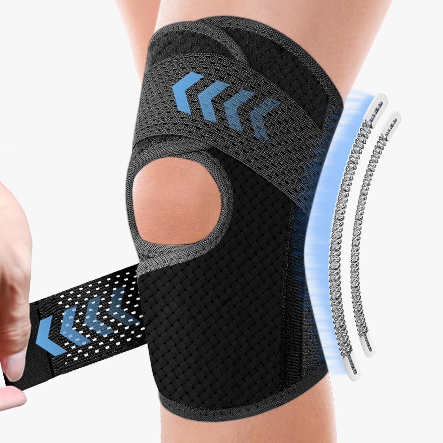 Ultra-Thin Knee Brace with Side Stabilizers for Women & Men, Adjustable Knee …