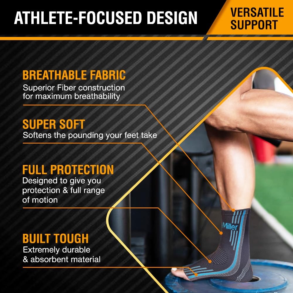 1 Pair Ankle Compression Sleeve, 20-30 mmHg, Plantar Fasciitis, Toeless Sock
