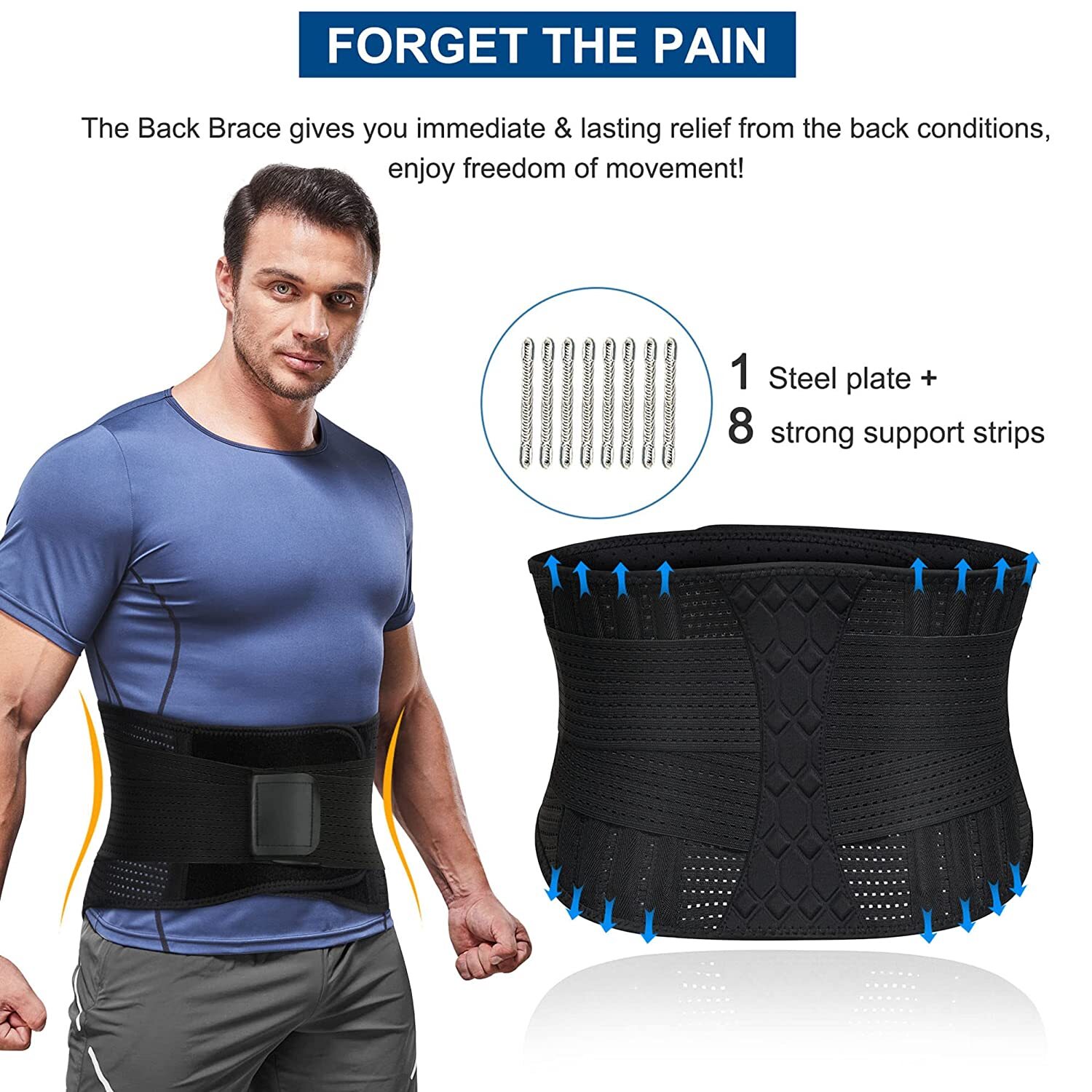 Unisex Lower Back Lumbar Support Belt Breathable Waist Brace for Pain Relief