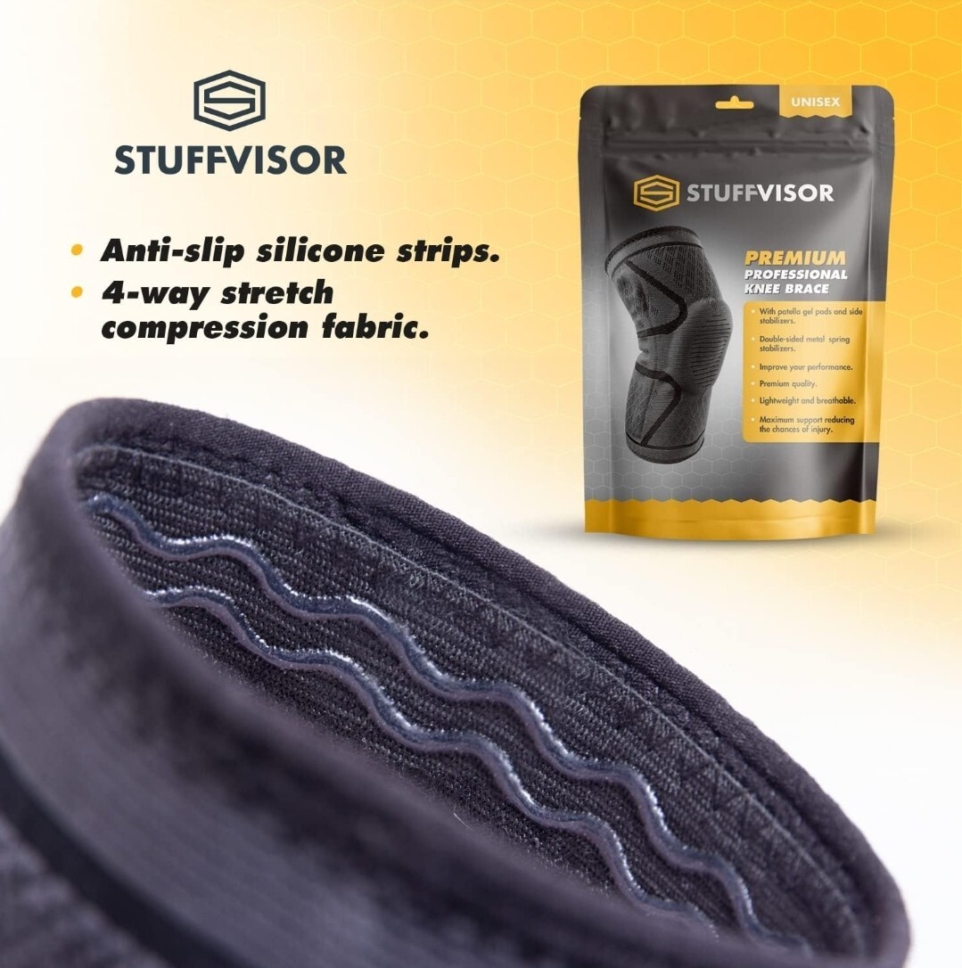 X4 Stuffvisor Knee Compression Sleeves Men’s Knee Brace Supports Knee Medium New