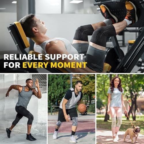 2 Pack Knee Brace Sleeves for Men & Women – Patella Gel Pad, Side Stabilizers, C