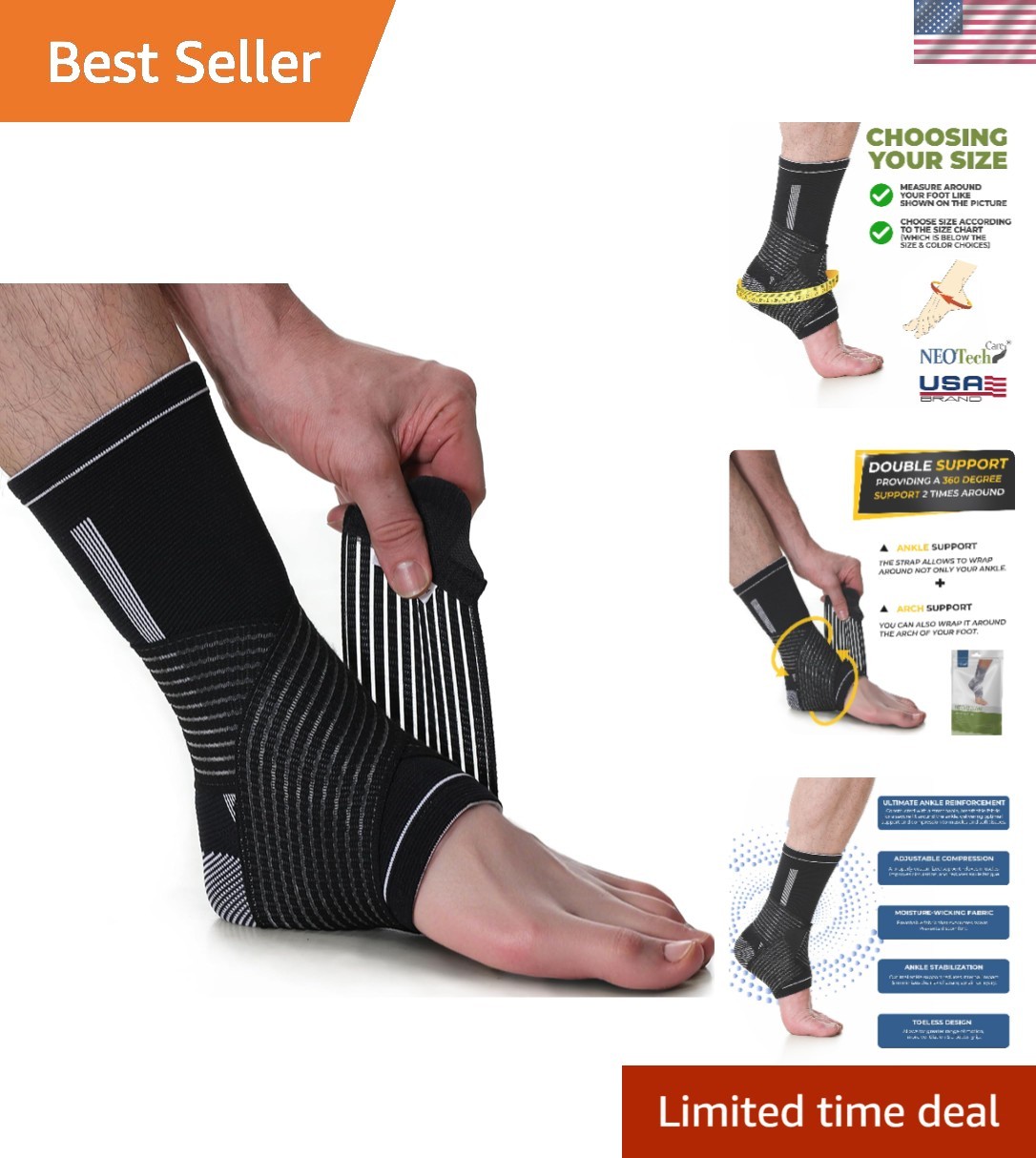 Versatile Adjustable Ankle Brace – Lightweight & Breathable for Active Lifestyle