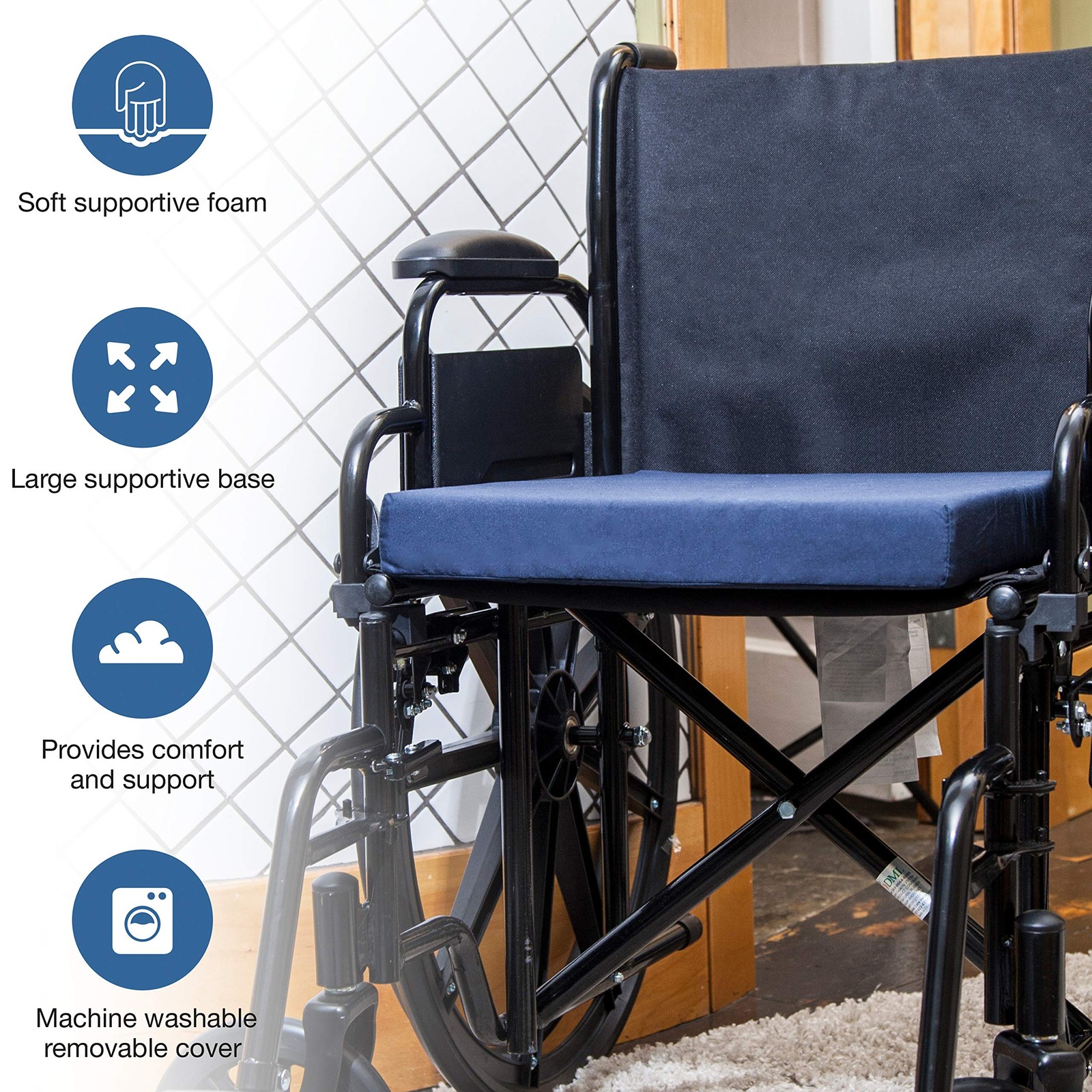 DMI Seat Cushion and Chair for Office Chairs, 2 inch thick, Navy Blue
