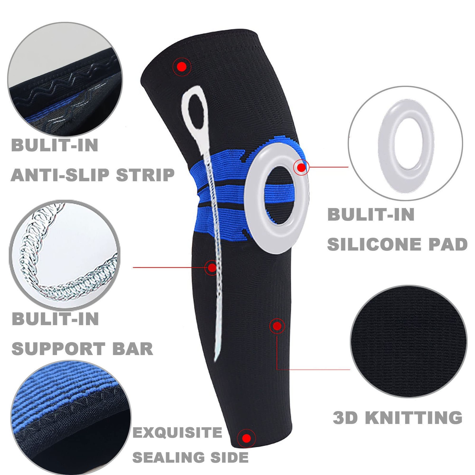 Professional Knee Brace Compression Sleeves(1pc) Full Leg Sleeves For Men Wom…