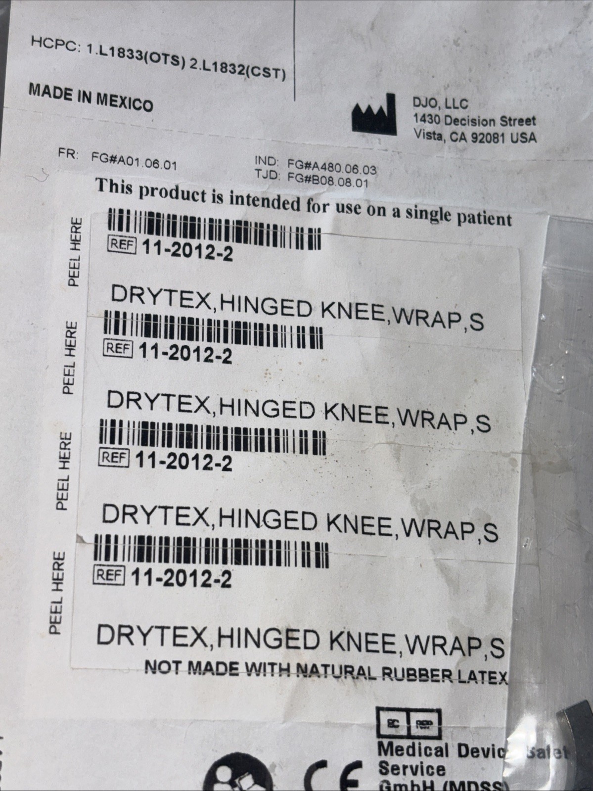 donjoy drytex hinged knee brace S