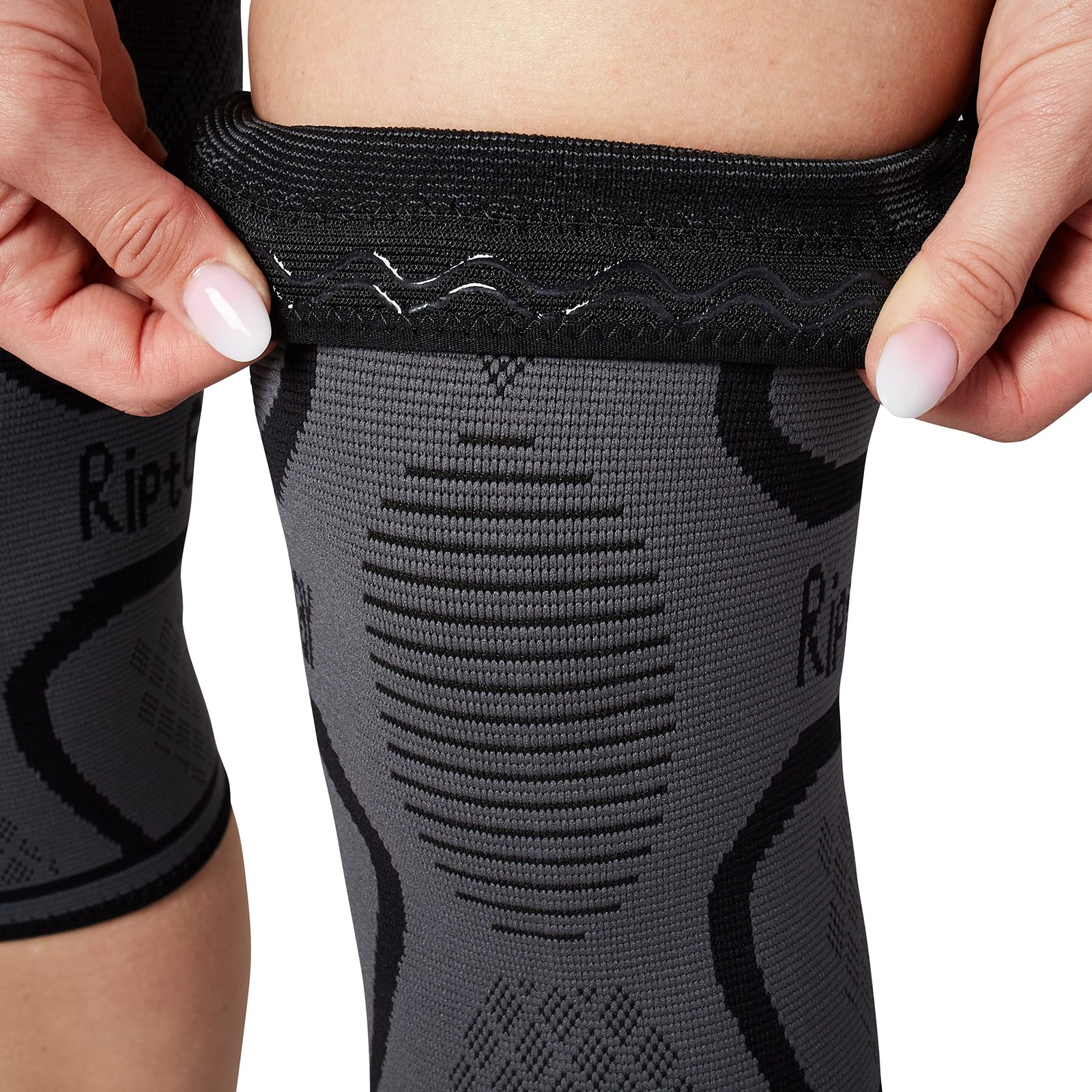 RiptGear Knee Compression Sleeve – 2 Pack – Braces for Large, Gray (2 Pack)