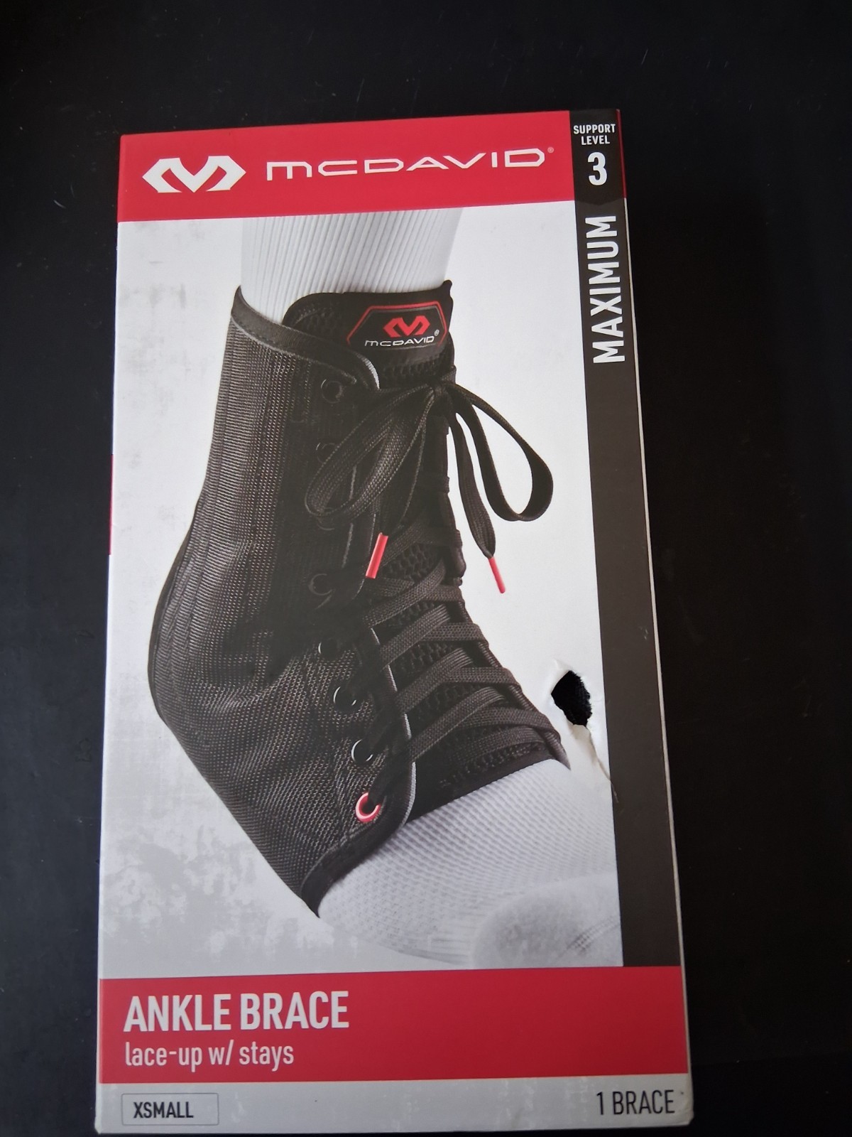 McDavid Elite Enkle Brace Lace-Up w/stays – level 3 – Xsmall NEW!