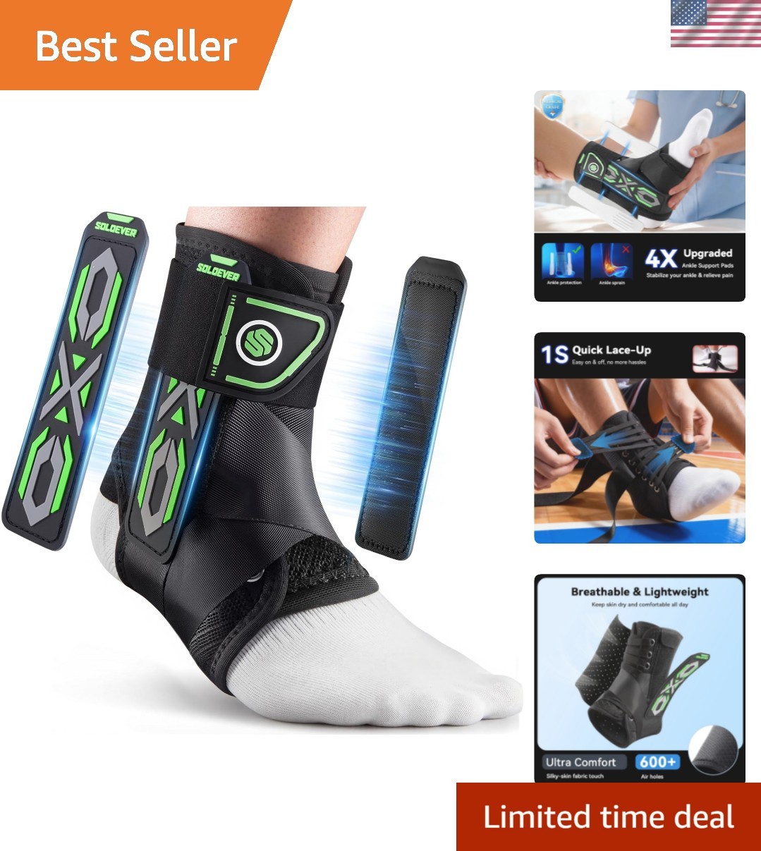 Upgraded Ankle Brace for Sprained Ankle [Stronger Support & Ultra Breathable]…