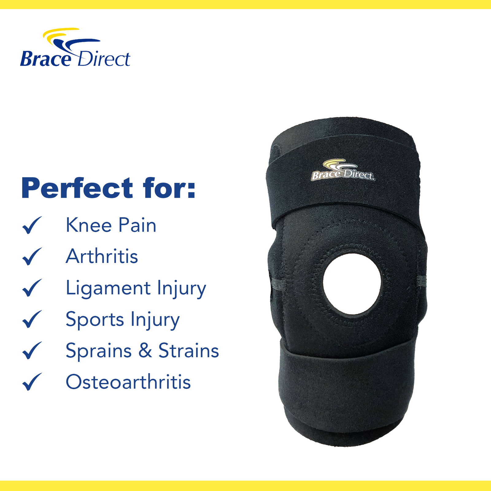 Hinged ROM Adjustable Stabilizing Runner’s Knee Brace Superior Active Support