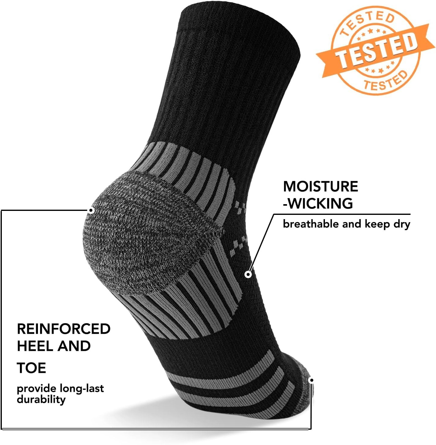 5 Pairs Copper Compression Socks for Ankle Support & Plantar Fasciitis Relief