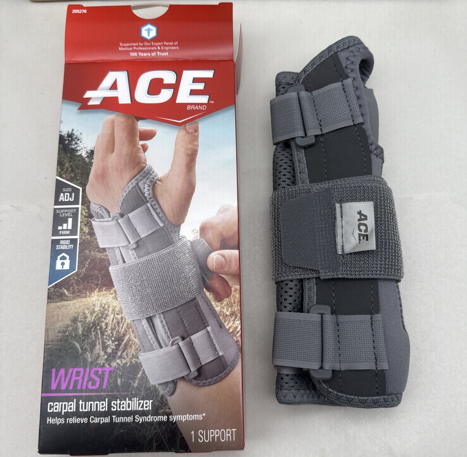 ACE Carpal Tunnel Wrist Stabilizer, Left Wrist, Firm Stability, All Day Wear New
