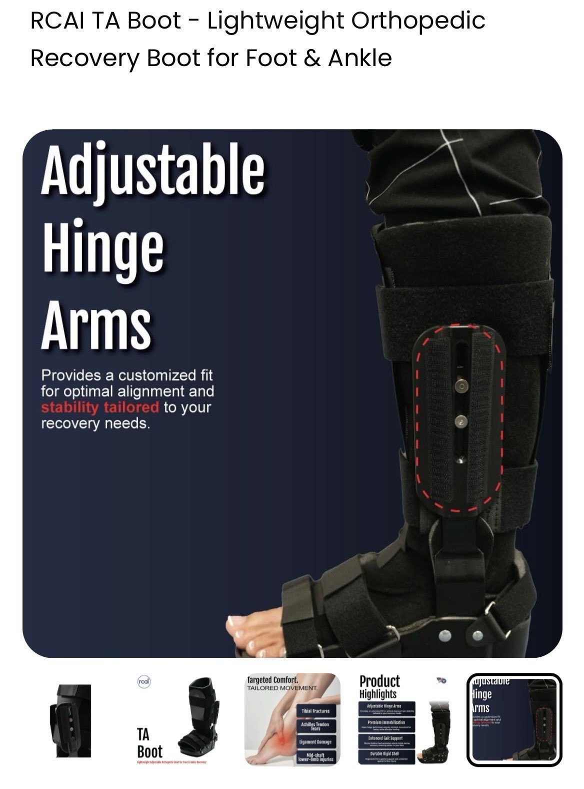 RCAI TA Boot Orthopedic Immobilization Boot Adjustable Foot/Ankle INFANT Black