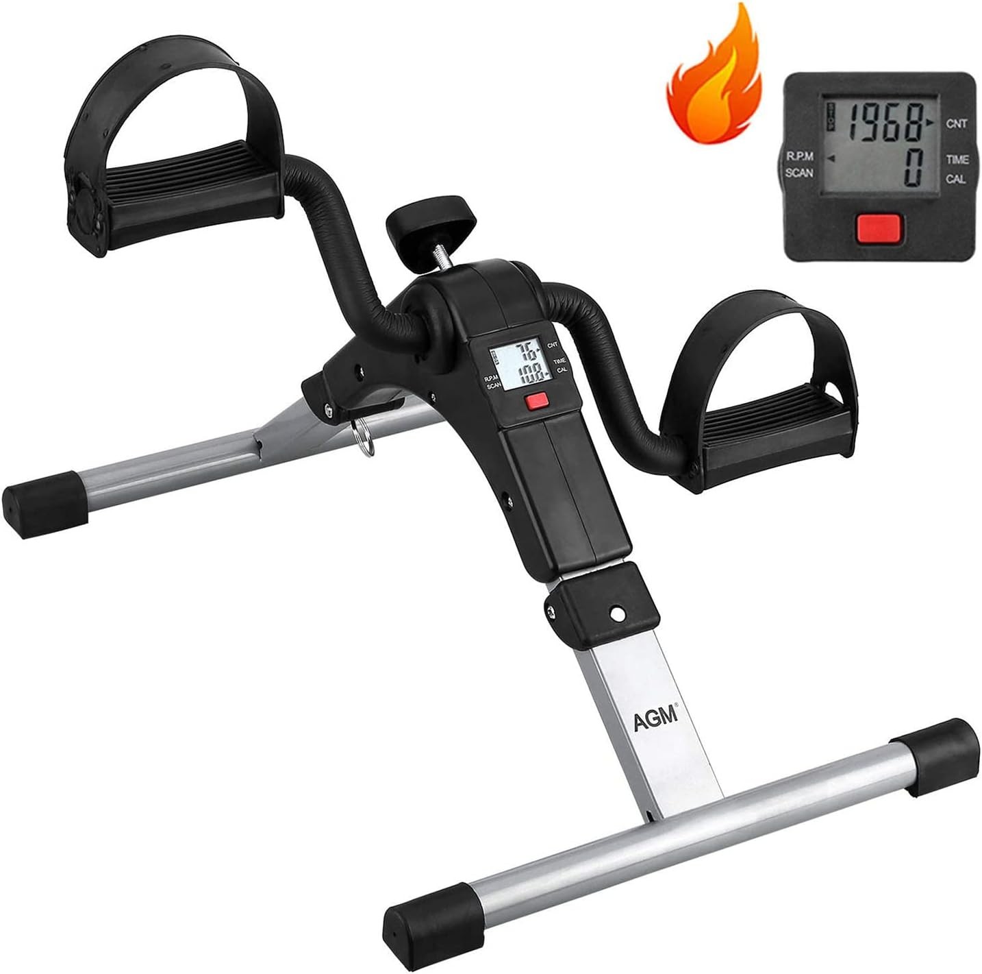 Folding Pedal Exerciser, Mini Under Desk Bike – 1 Count (Pack of 1), Silver