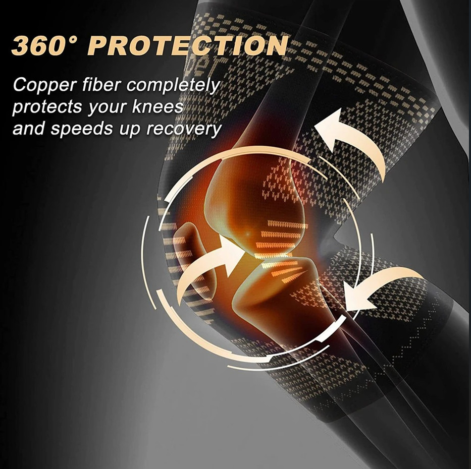 1 pc Copper Knee Brace Compression Sleeve for Pain Relief, Arthritis, Meniscus