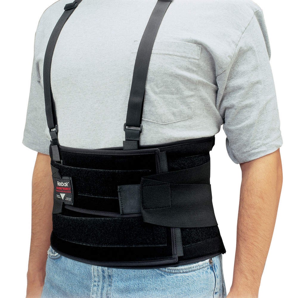 ALLEGRO 7115-03 Back Support w/Suspenders,Black,L 8UP07