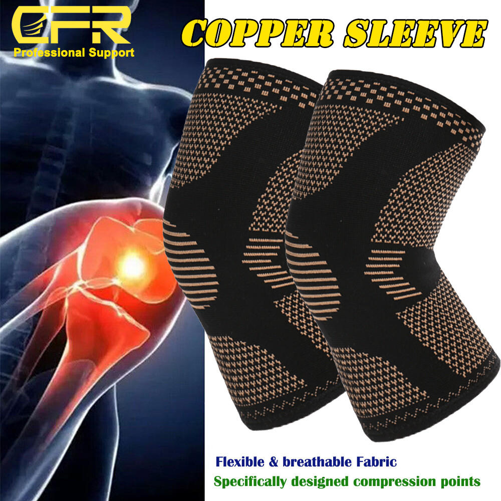 Copper Compression Knee Support Brace Sport Joint Pain Arthritis Wrap Sleeve CFR