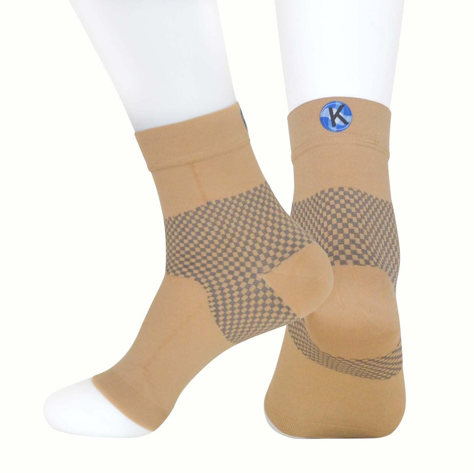 Kinship Comfort Brands Ankle Brace Compression Sleeve Toeless Large, Beige