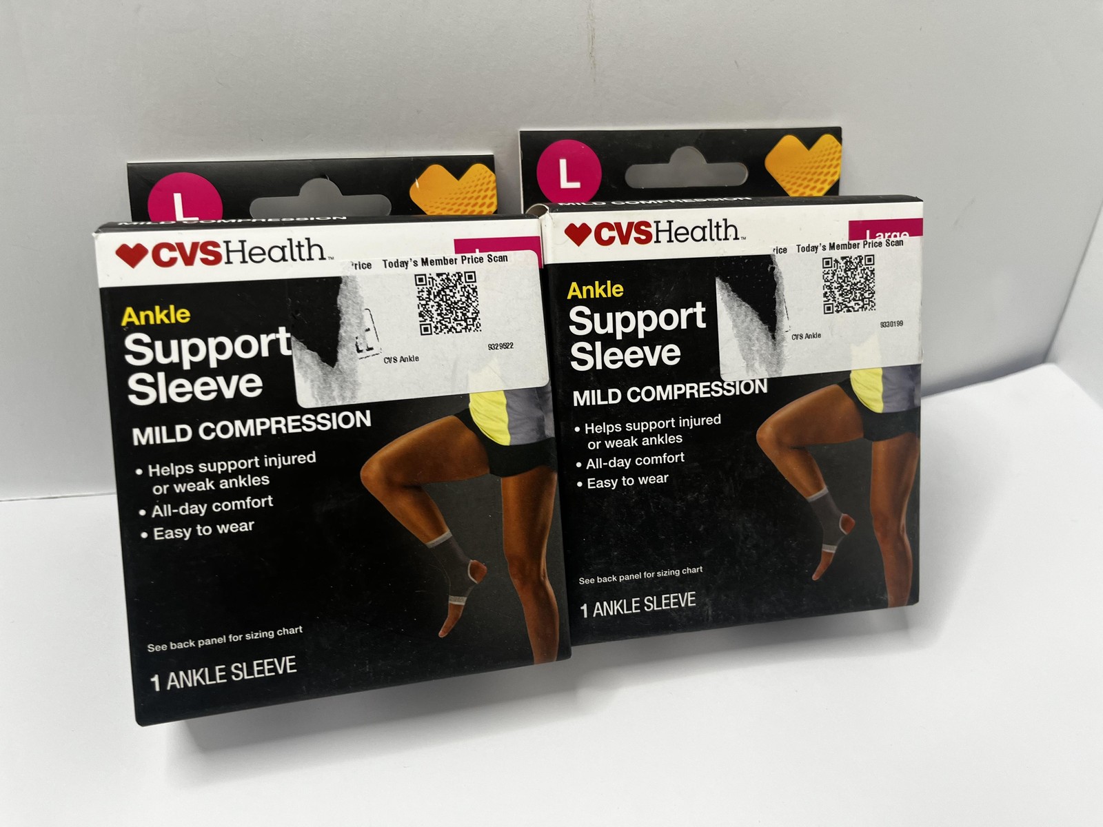 2pk CVS Health Ankle Support Sleeve Large Mild Compression Arthritis Leg Brace