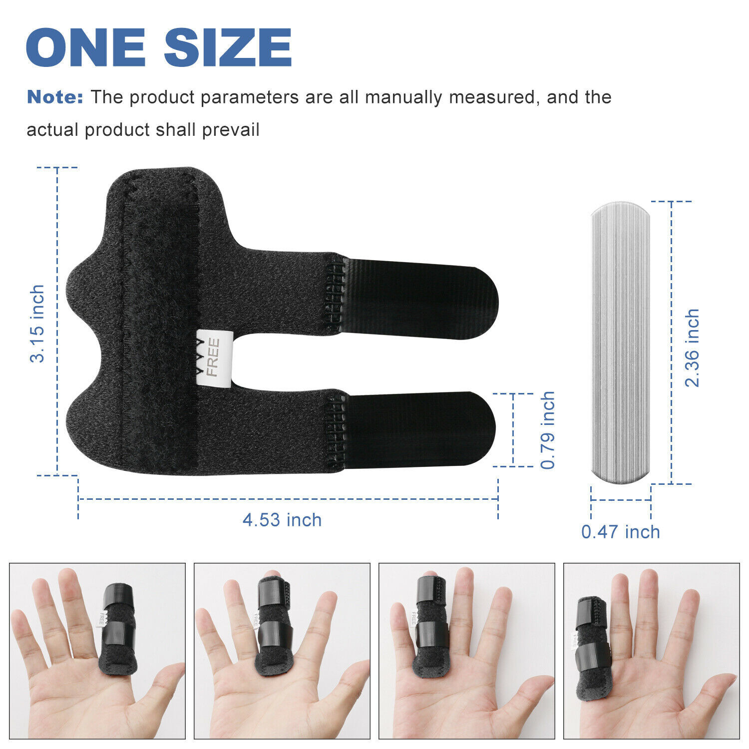 1/2/3 Pack Black Finger Splint Brace Finger Sprain Fracture Fixation Support