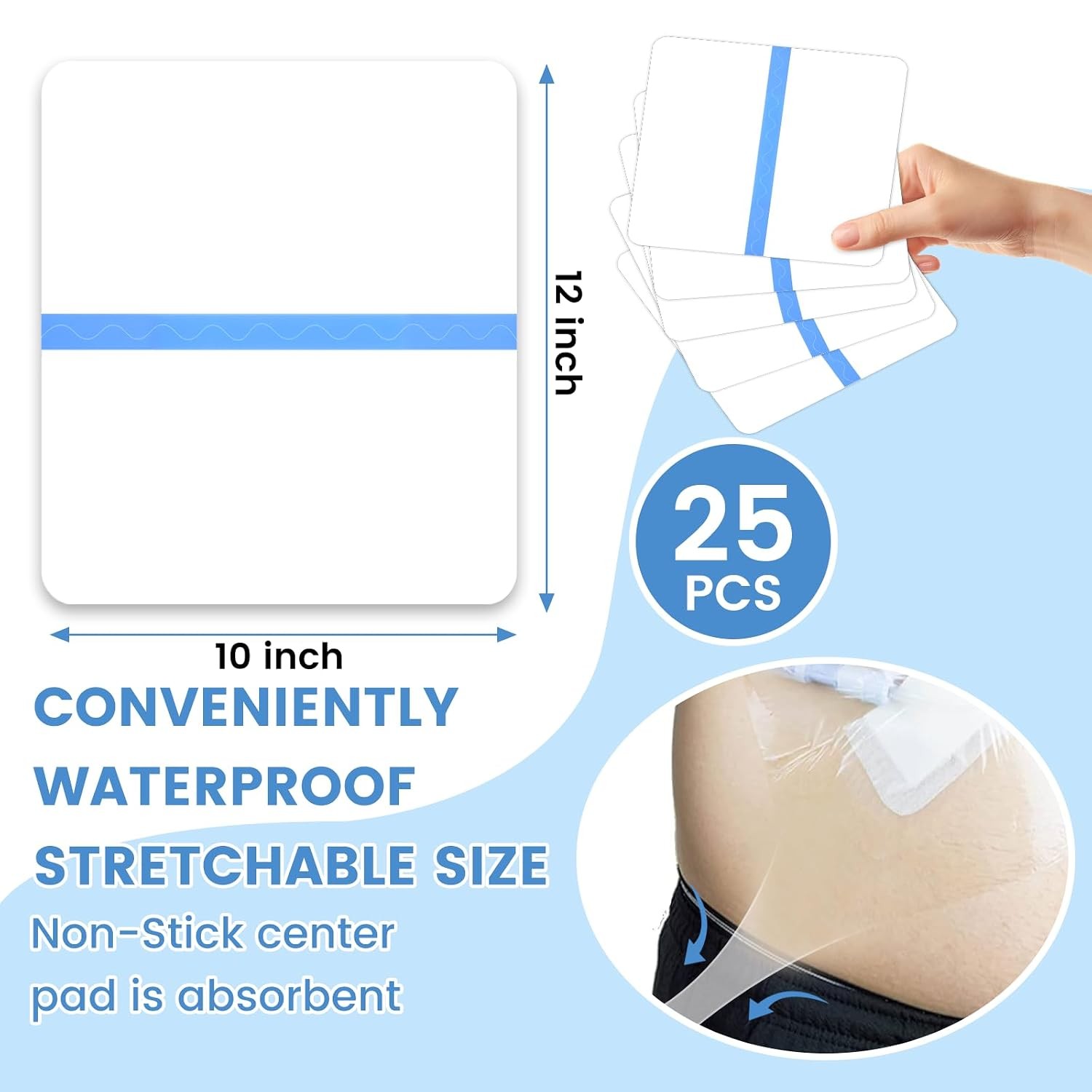 Waterproof Shower Protector for Dialysis Catheter & Chemo Ports, 10×12 Inch