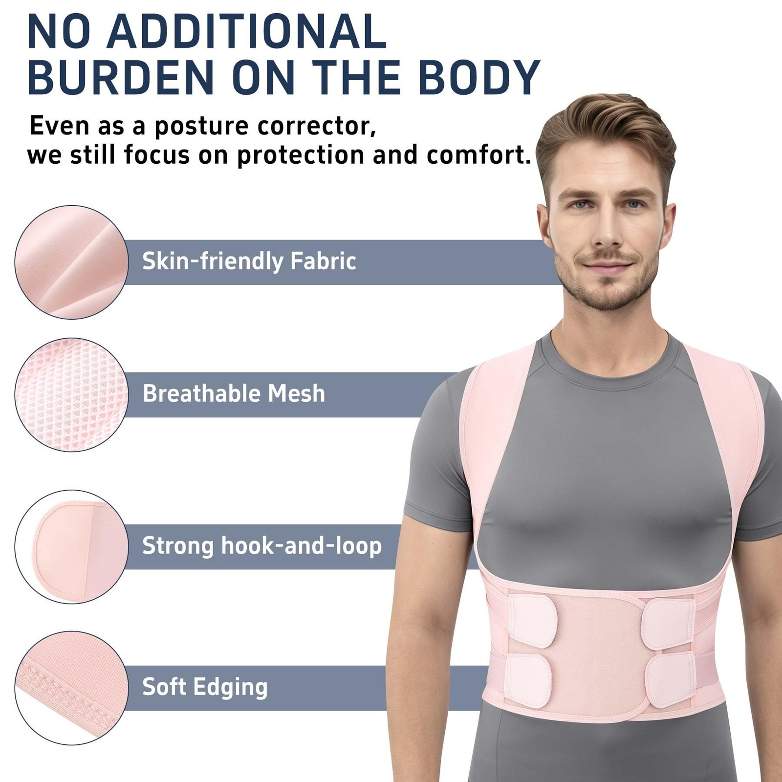 Cmipeob Posture Corrector for Women and Men, Adjustable Back Medium, Pink