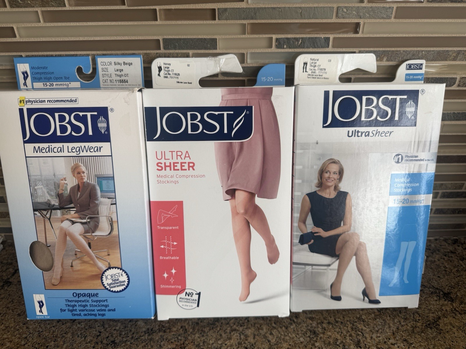 JOBST One Large Women’s Thigh High 15-20 mmHg Beige, Honey Or Natural. Specify