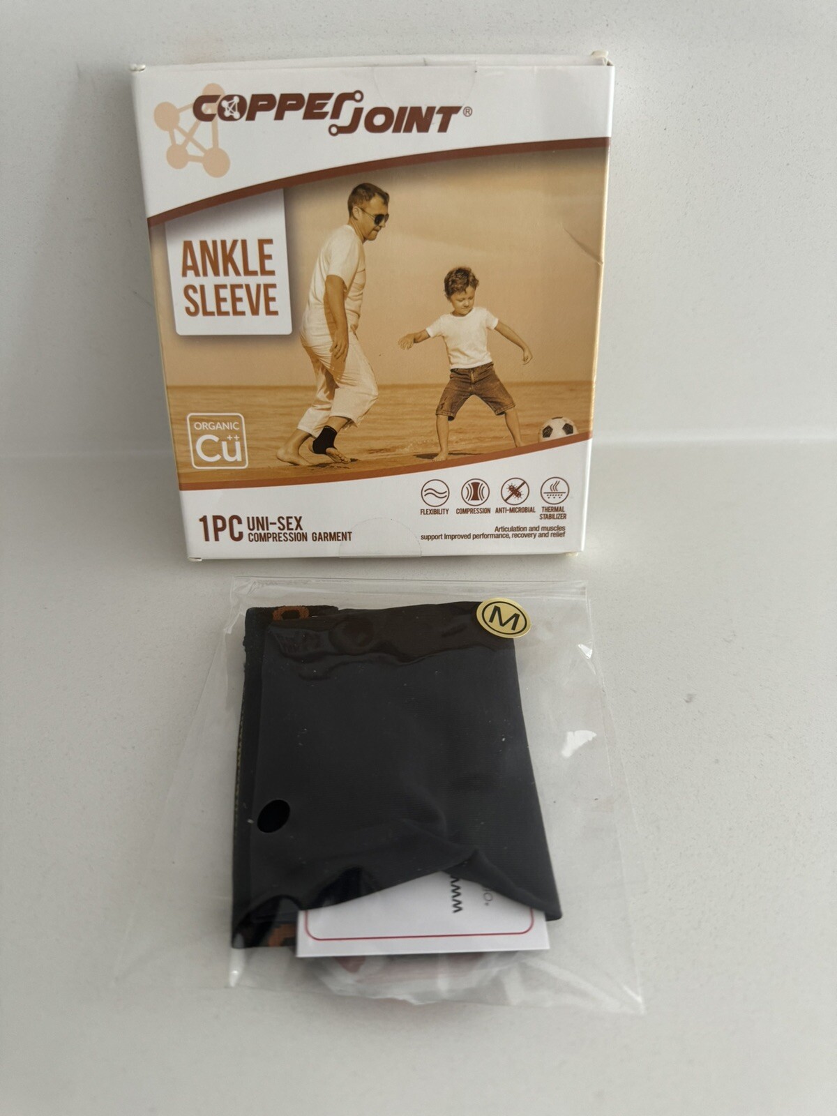 Compression Ankle Sleeve Copper Infused High Performance Breathable sz Medium