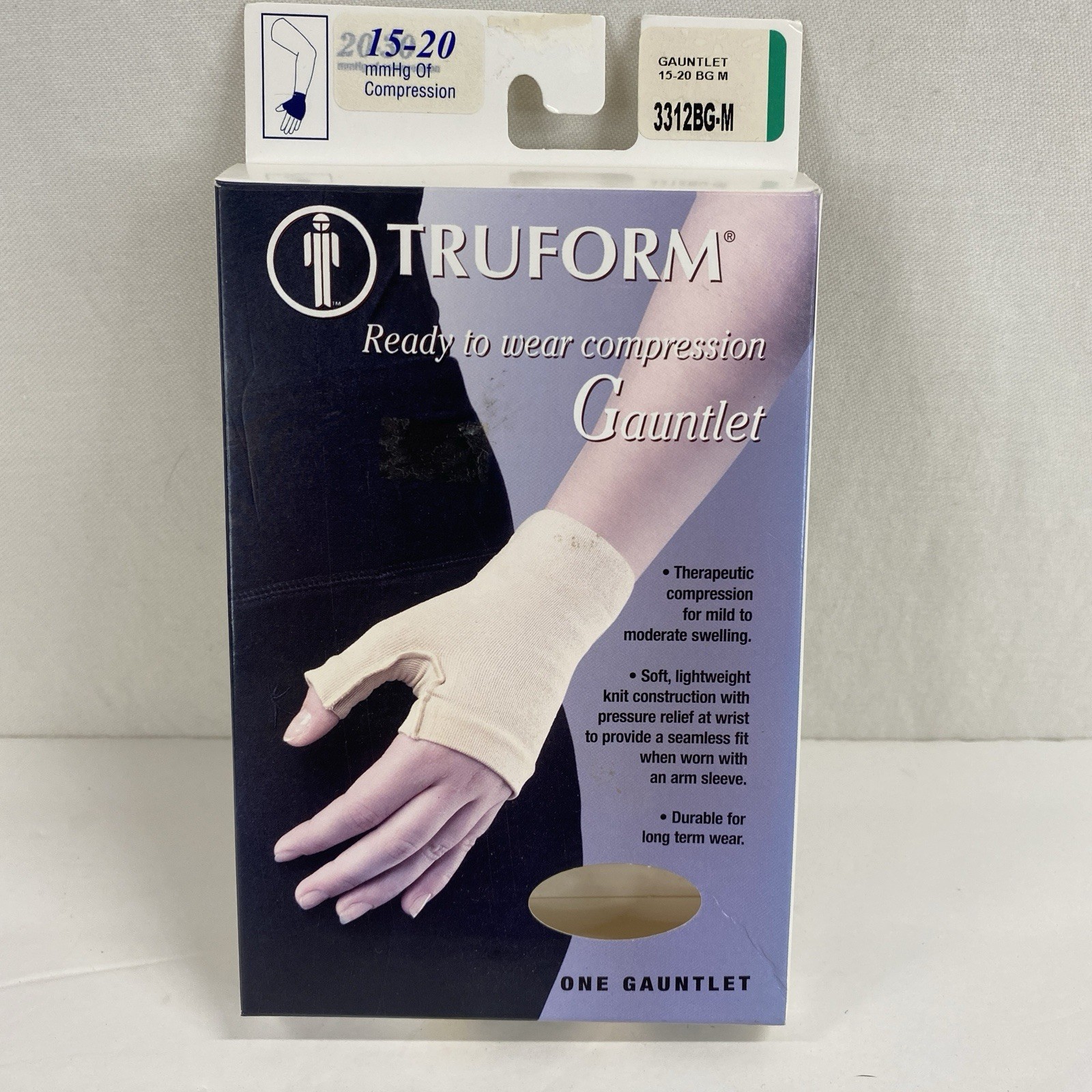 Truform Compression Gauntlet Size Med 15-20mmHg Beige Hand Swelling